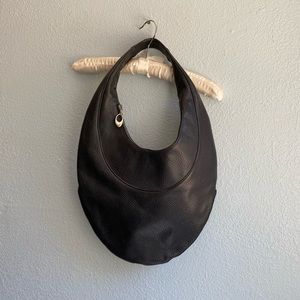 BVLGARI Black Leather Ascot Hobo Bag